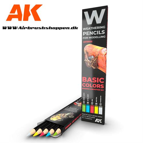 Weathering blyant sæt - BASIC COLORS: SHADING & DEMOTION SET AK10045  AK-Interactive.